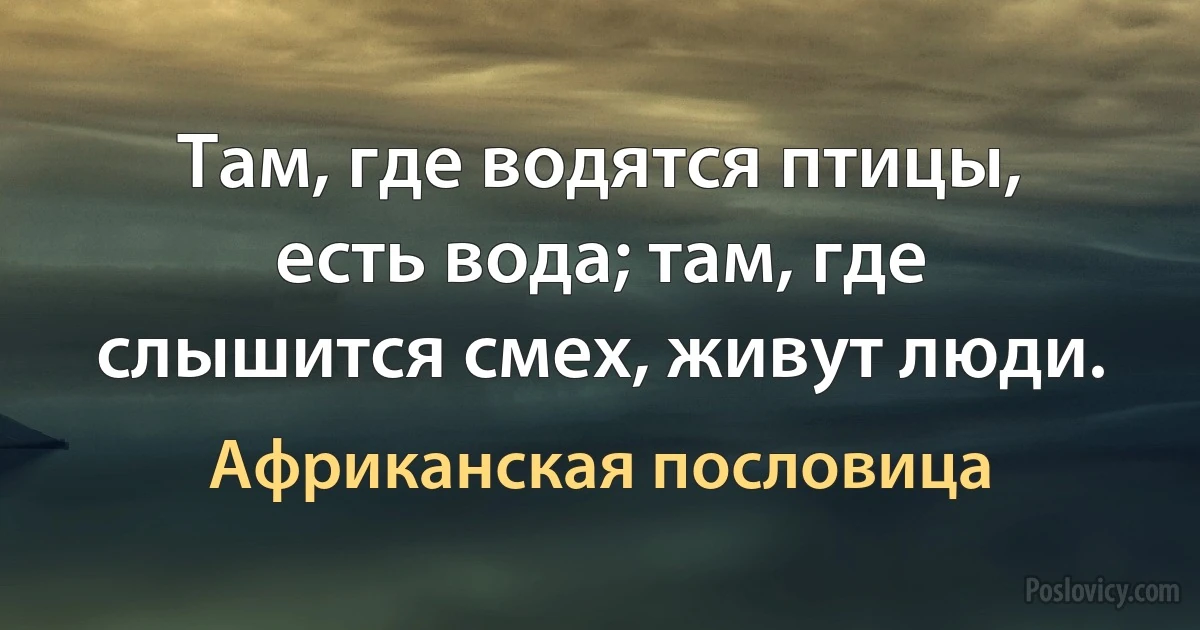 Там, где водятся птицы, есть вода; там, где слышится смех, живут люди. (Африканская пословица)