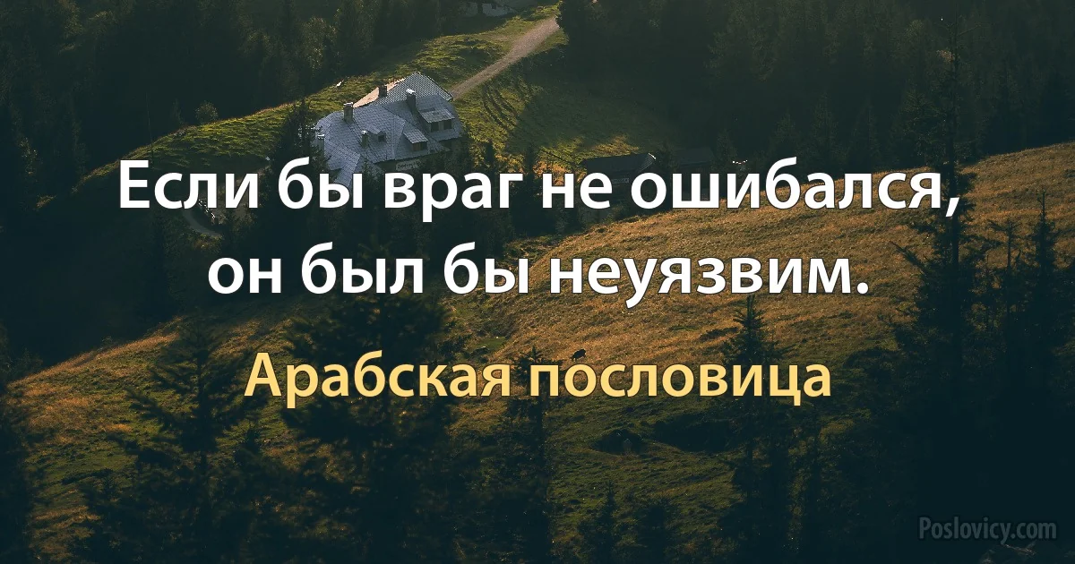 Если бы враг не ошибался, он был бы неуязвим. (Арабская пословица)