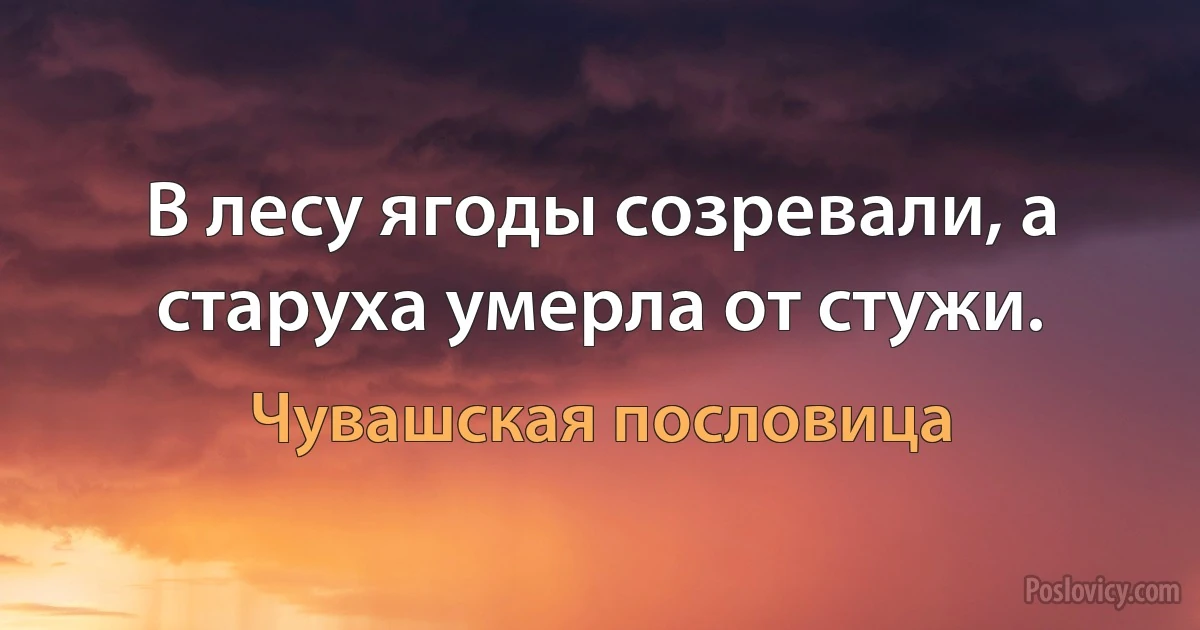 В лесу ягоды созревали, а старуха умерла от стужи. (Чувашская пословица)