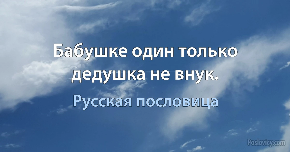 Бабушке один только дедушка не внук. (Русская пословица)