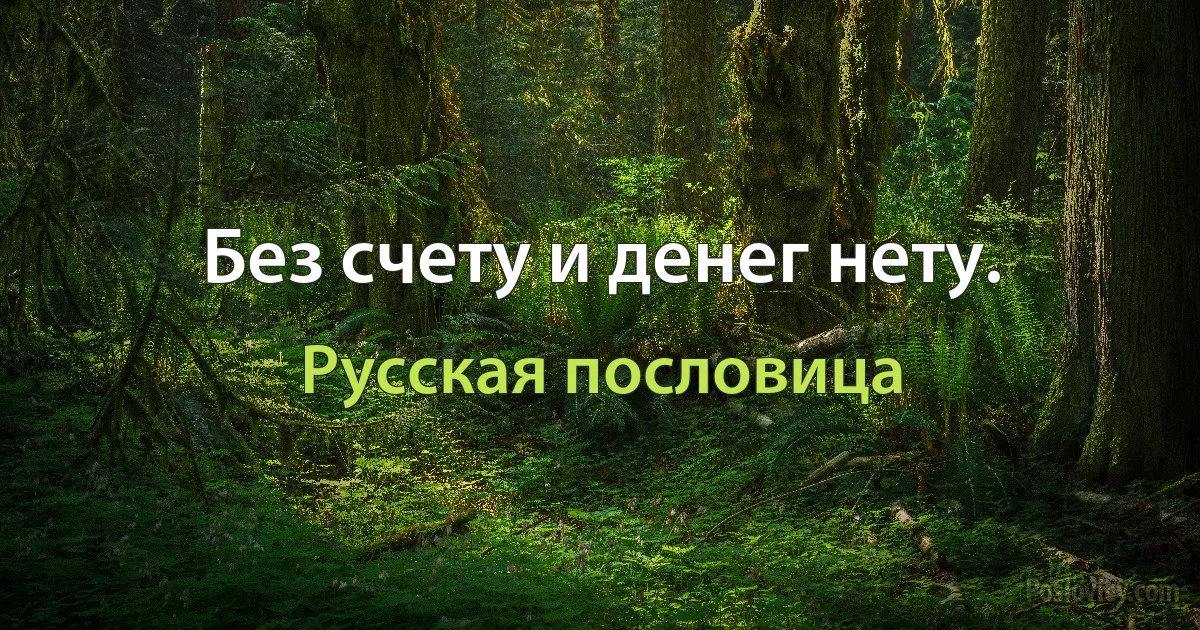 Без счету и денег нету. (Русская пословица)