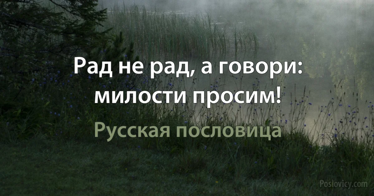 Рад не рад, а говори: милости просим! (Русская пословица)