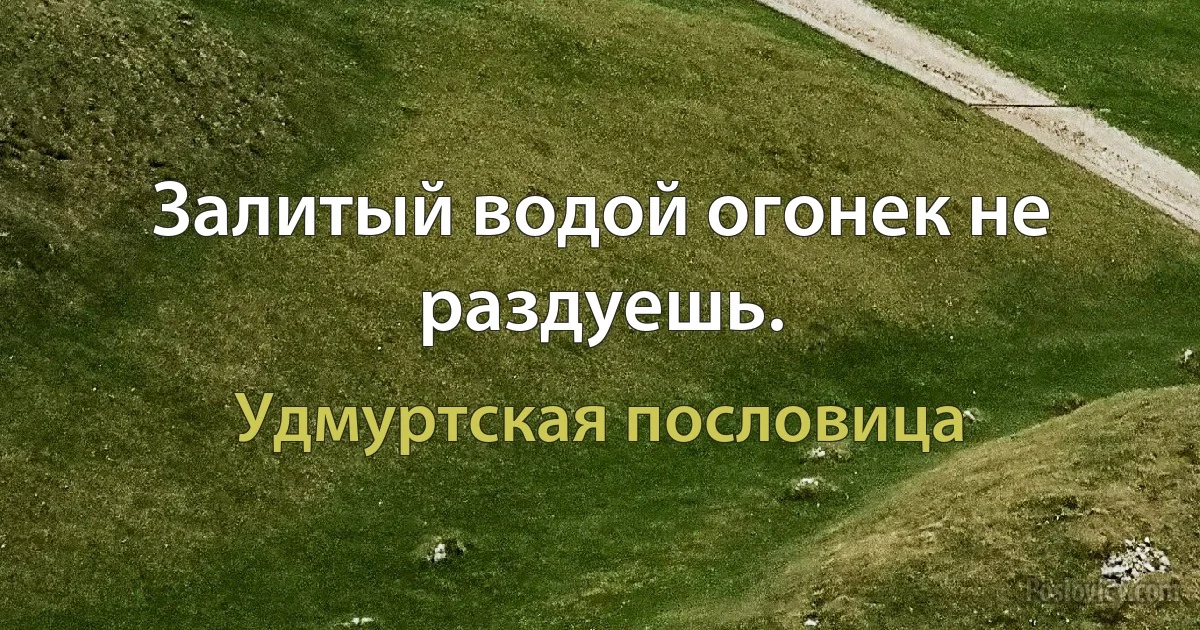 Залитый водой огонек не раздуешь. (Удмуртская пословица)