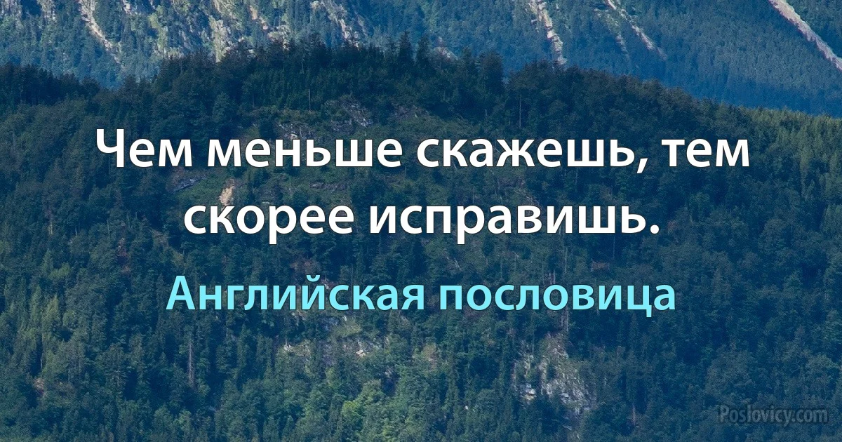 Чем меньше скажешь, тем скорее исправишь. (Английская пословица)