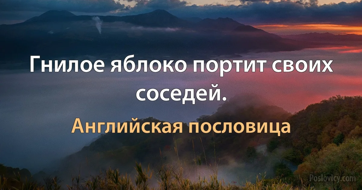 Гнилое яблоко портит своих соседей. (Английская пословица)