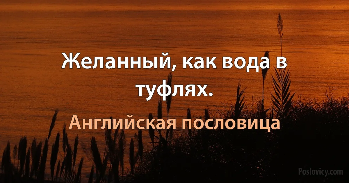 Желанный, как вода в туфлях. (Английская пословица)