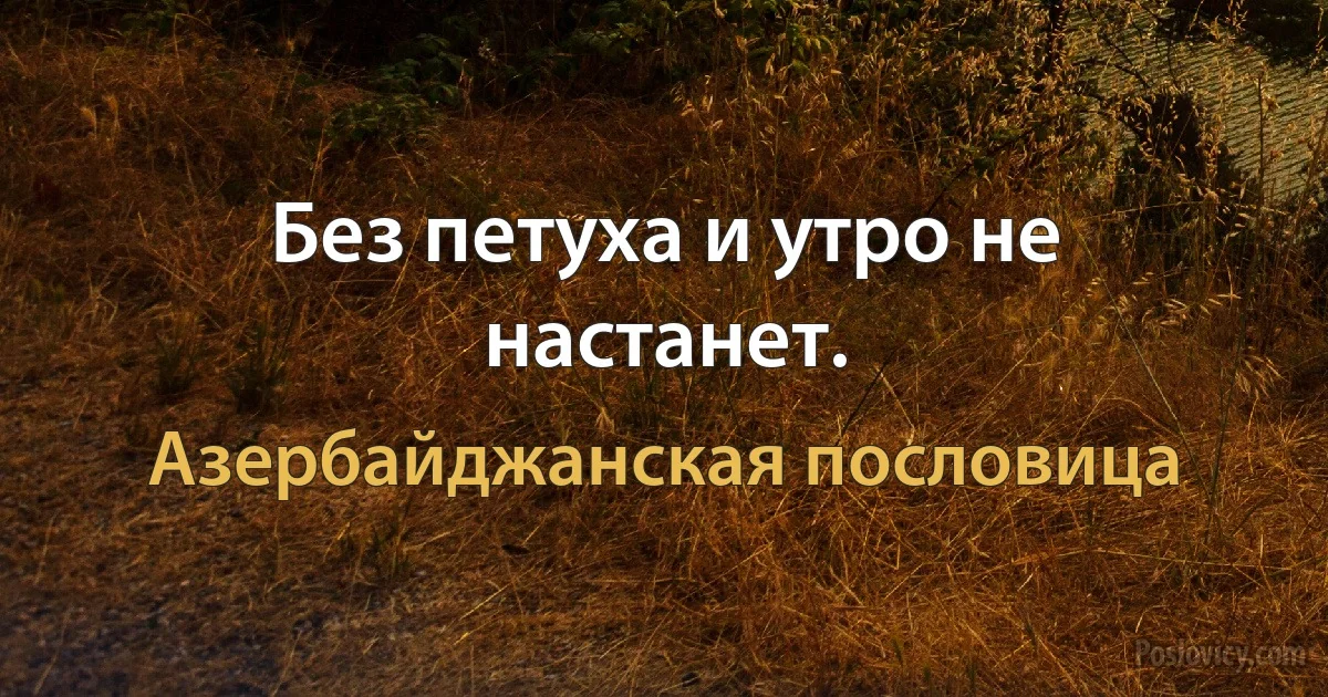 Без петуха и утро не настанет. (Азербайджанская пословица)