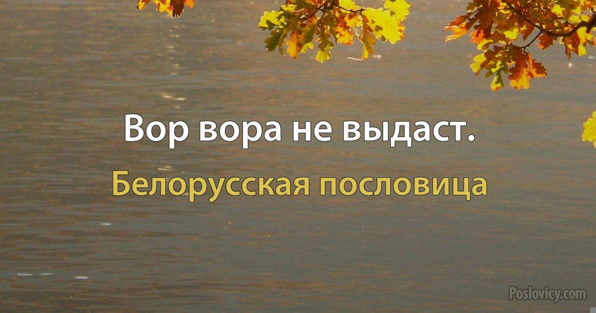 Вор вора не выдаст. (Белорусская пословица)