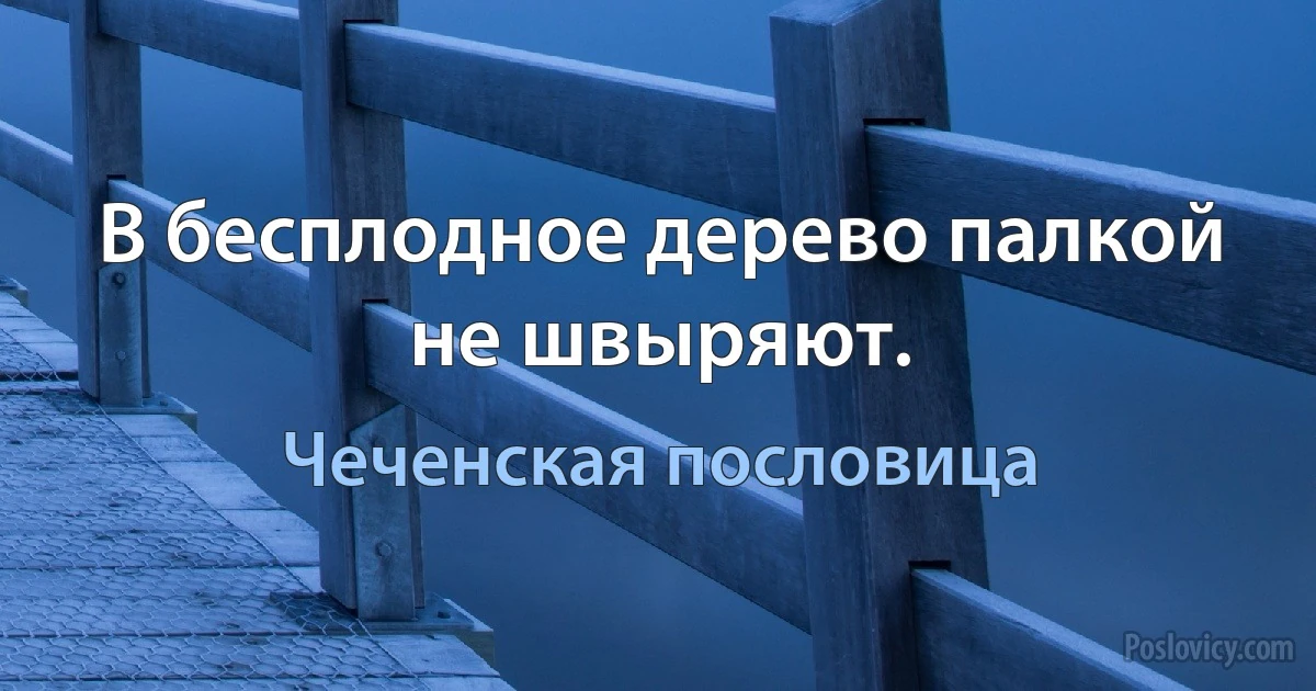 В бесплодное дерево палкой не швыряют. (Чеченская пословица)