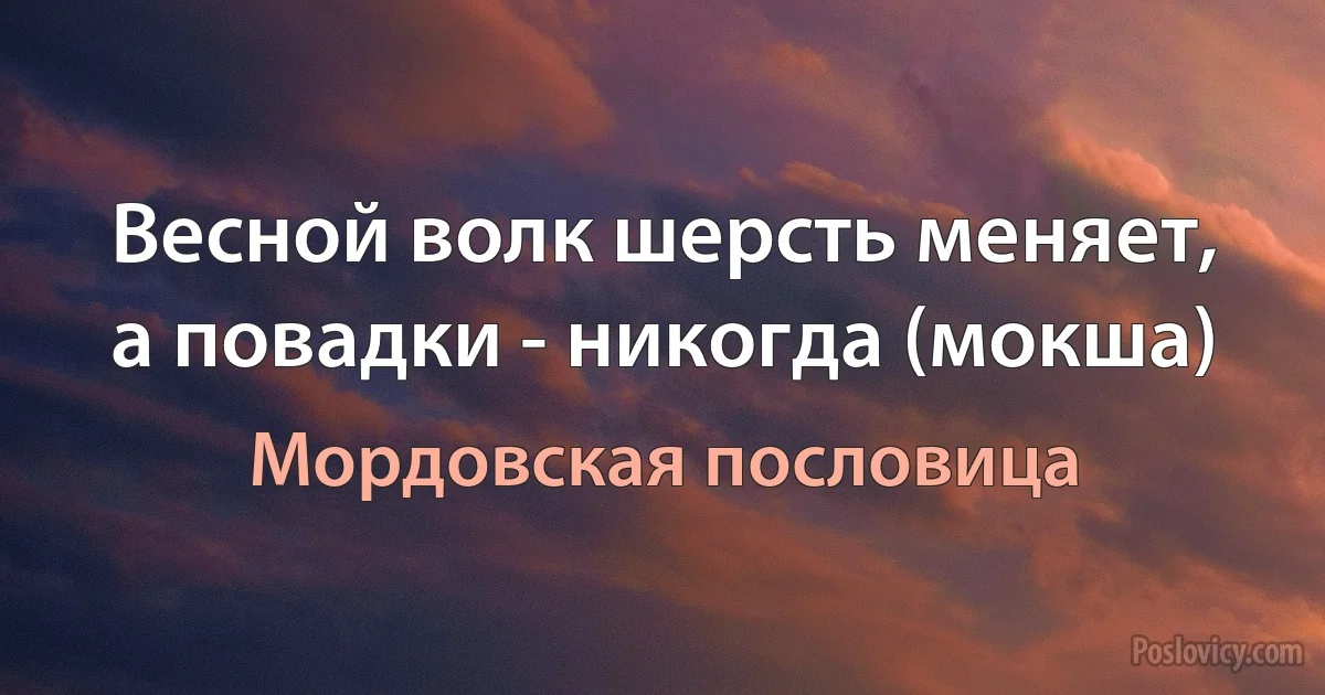 Весной волк шерсть меняет, а повадки - никогда (мокша) (Мордовская пословица)