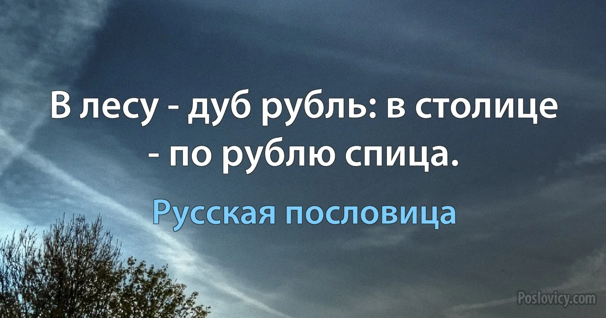 В лесу - дуб рубль: в столице - по рублю спица. (Русская пословица)