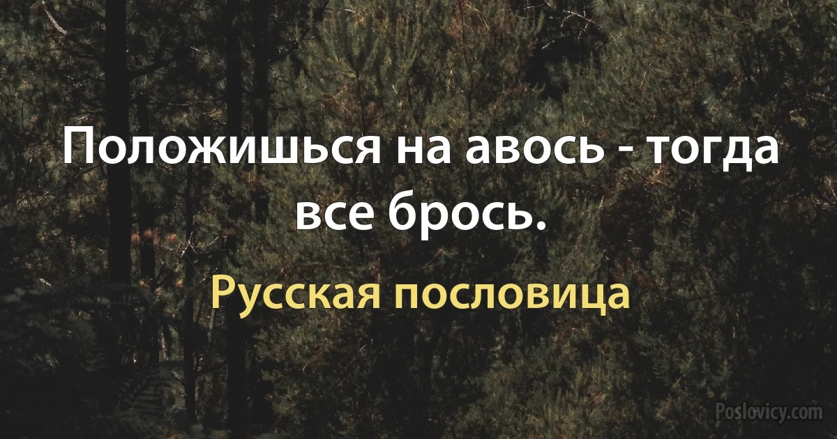 Положишься на авось - тогда все брось. (Русская пословица)