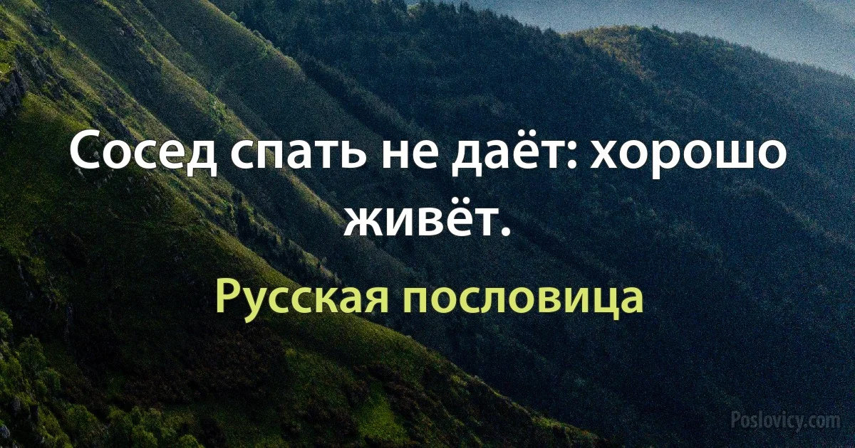 Сосед спать не даёт: хорошо живёт. (Русская пословица)