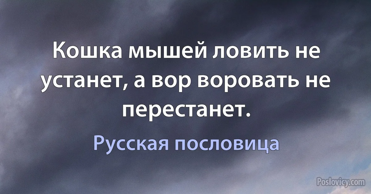 Кошка мышей ловить не устанет, а вор воровать не перестанет. (Русская пословица)