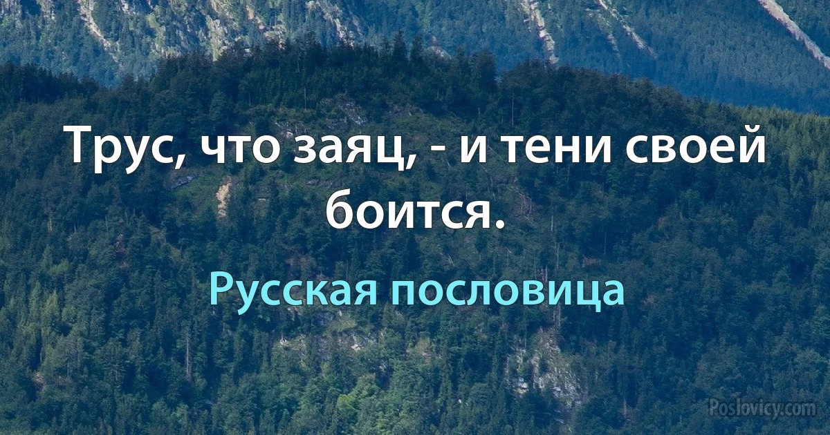 Трус, что заяц, - и тени своей боится. (Русская пословица)