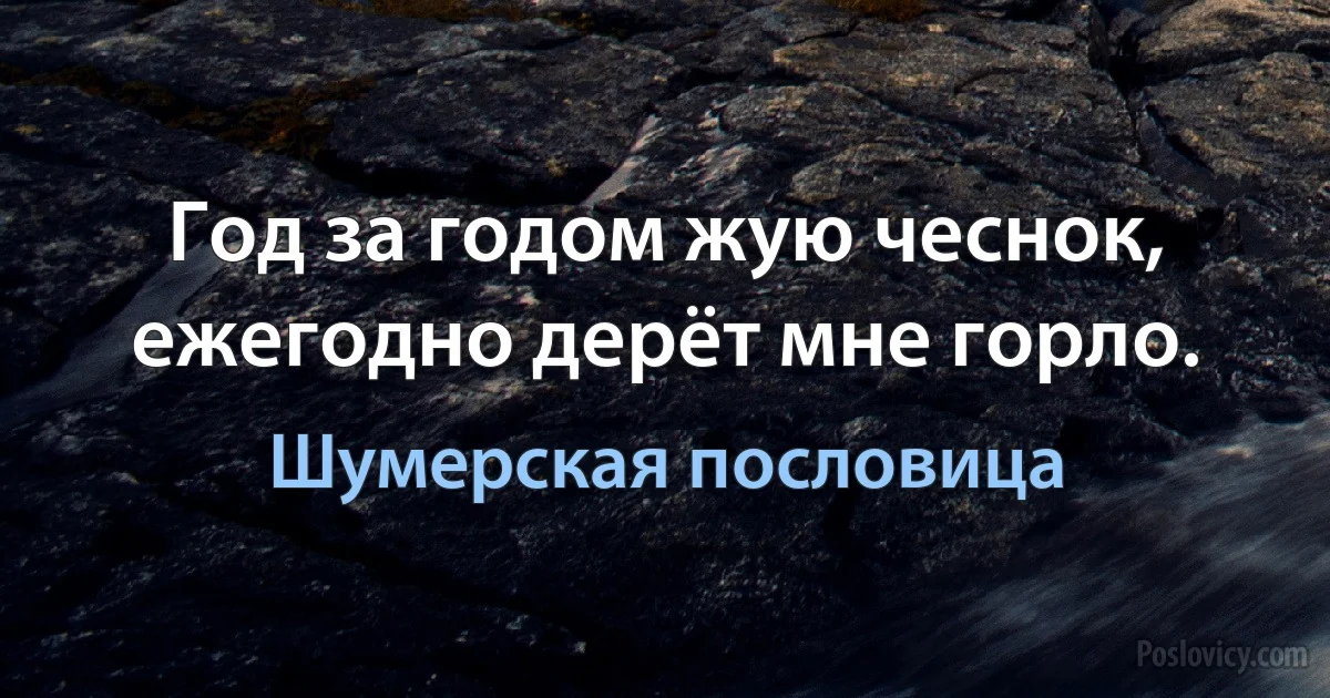 Год за годом жую чеснок, ежегодно дерёт мне горло. (Шумерская пословица)