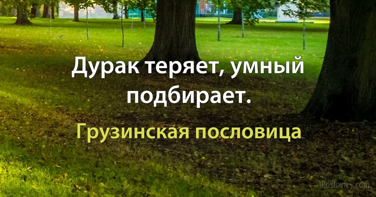 Дурак теряет, умный подбирает. (Грузинская пословица)