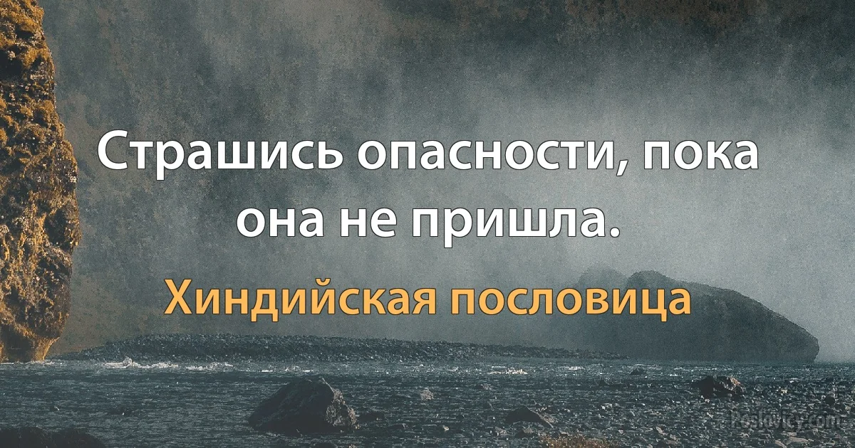 Страшись опасности, пока она не пришла. (Хиндийская пословица)