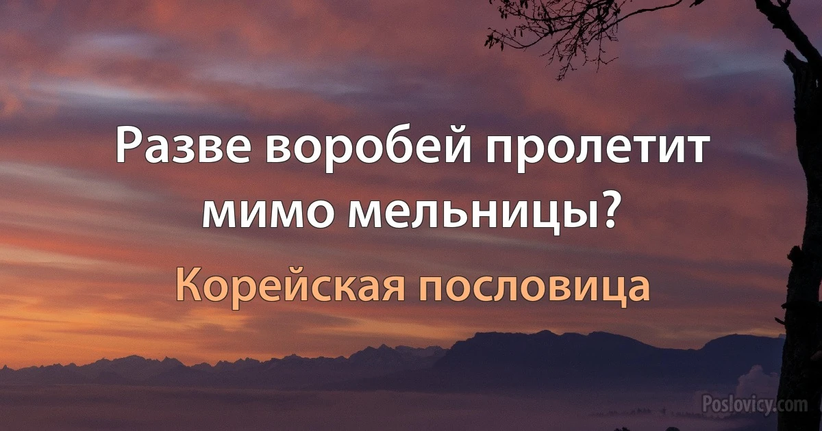 Разве воробей пролетит мимо мельницы? (Корейская пословица)