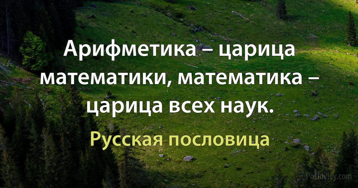 Арифметика – царица математики, математика – царица всех наук. (Русская пословица)