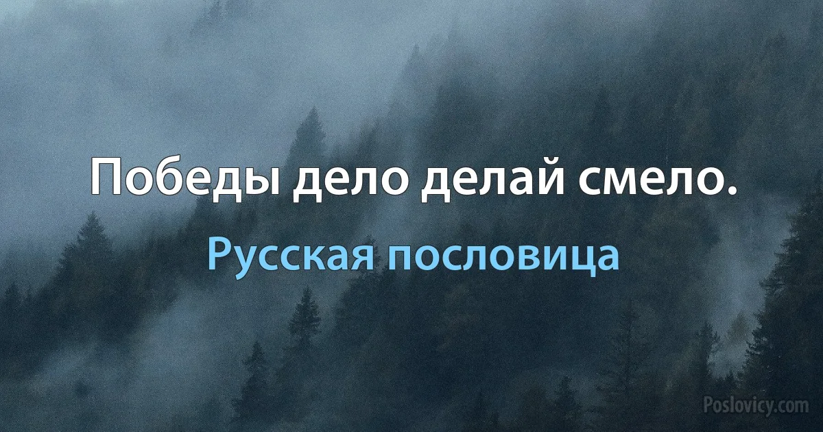 Победы дело делай смело. (Русская пословица)