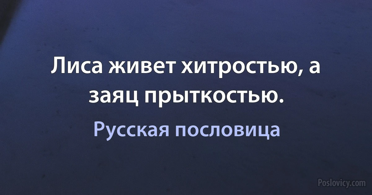 Лиса живет хитростью, а заяц прыткостью. (Русская пословица)