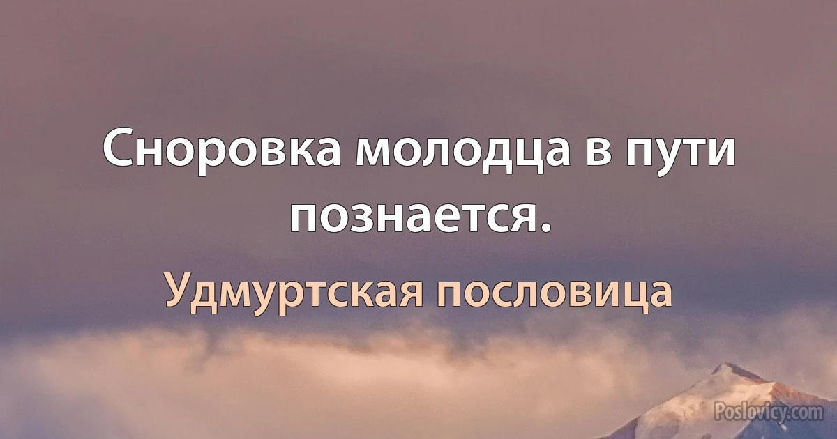 Сноровка молодца в пути познается. (Удмуртская пословица)