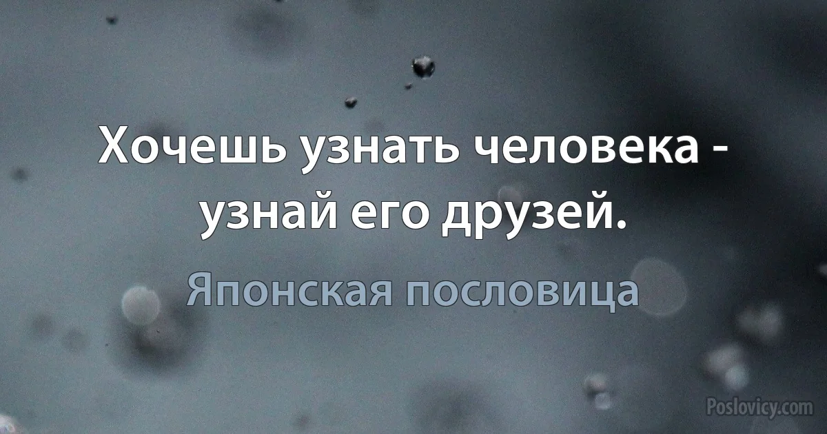 Хочешь узнать человека - узнай его друзей. (Японская пословица)