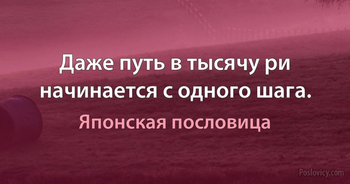 Даже путь в тысячу ри начинается с одного шага. (Японская пословица)