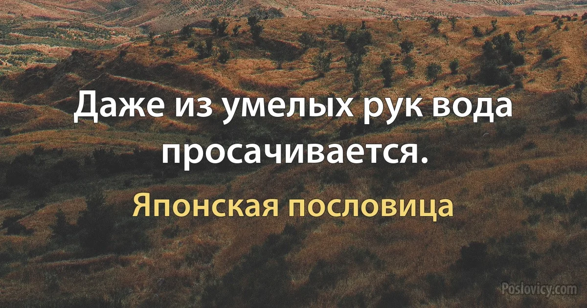 Даже из умелых рук вода просачивается. (Японская пословица)