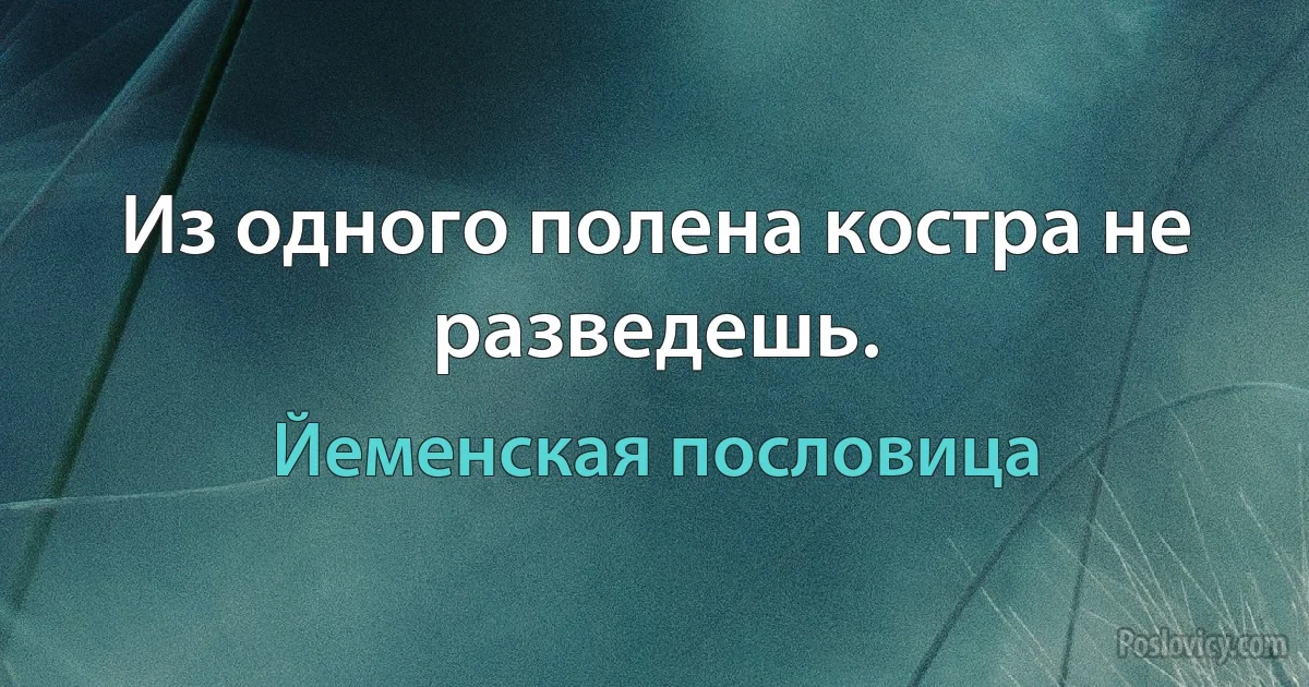 Из одного полена костра не разведешь. (Йеменская пословица)